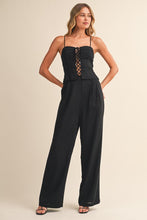 Load image into Gallery viewer, Maelle Black Linen Lace-Up Set
