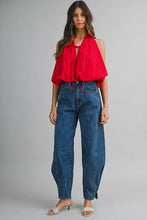 Load image into Gallery viewer, Poppy Red Halter Bubble Top
