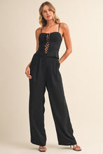 Load image into Gallery viewer, Maelle Black Linen Lace-Up Set

