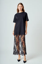 Load image into Gallery viewer, Black T Shirt Lace Dress
