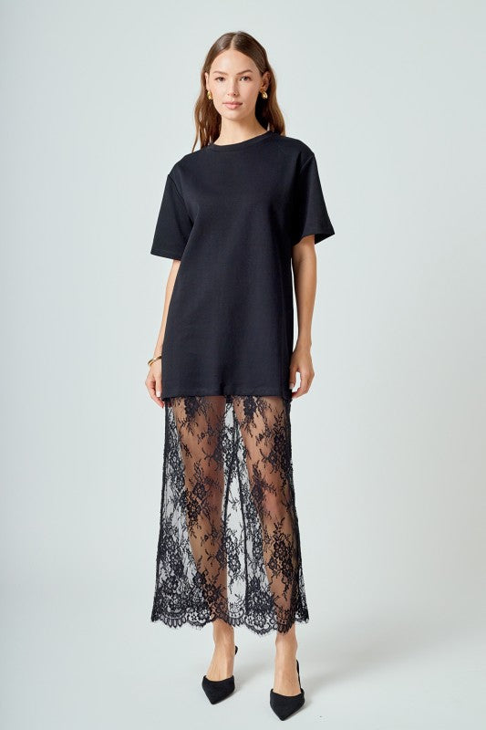 Black T Shirt Lace Dress