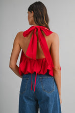Load image into Gallery viewer, Poppy Red Halter Bubble Top
