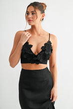 Load image into Gallery viewer, Floral Detailed Top- Black
