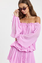 Load image into Gallery viewer, Chiffon Off Shoulder Tie Accent Mini Dress- Lilac
