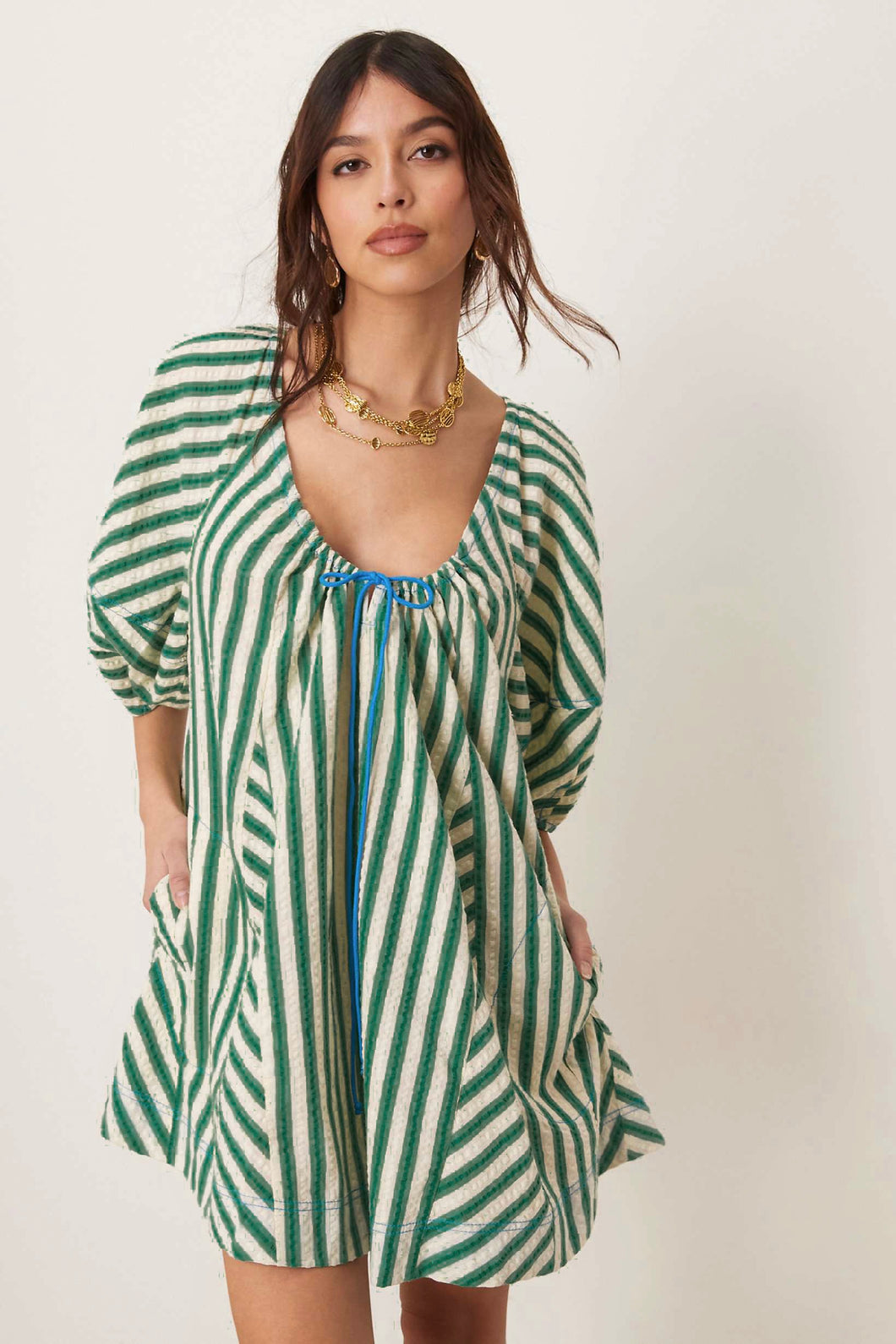 Striped Hunter Green|Blue Romper