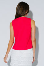 Load image into Gallery viewer, Linen Scalloped Trim Front Tie Sleeveless Top- Red
