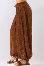 Load image into Gallery viewer, Floral Lace Elastic-Waist Balloon Pants - Brown
