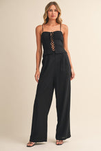 Load image into Gallery viewer, Maelle Black Linen Lace-Up Set
