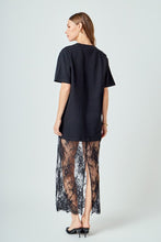 Load image into Gallery viewer, Black T Shirt Lace Dress
