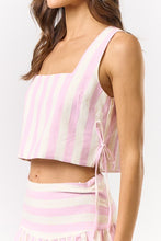 Load image into Gallery viewer, Pink Linen Striped Skirt Set

