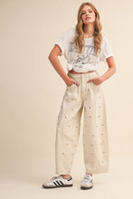 Load image into Gallery viewer, Studded Barrel Denim Pants- Cream
