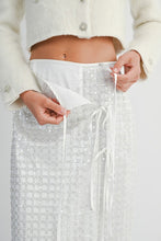 Load image into Gallery viewer, Sequin White Tie Wrap Skirt
