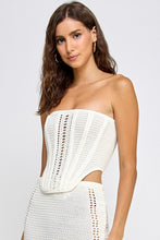 Load image into Gallery viewer, Crochet Corset Strapless Top- White
