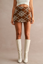 Load image into Gallery viewer, Paisley Embroidered Suede Asymmetrical Wrap Front Skort
