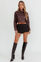 Load image into Gallery viewer, Brown Cabernet Faux Leather Crop Jacket
