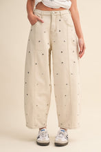 Load image into Gallery viewer, Studded Barrel Denim Pants- Cream
