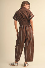 Load image into Gallery viewer, Short Sleeve Barrel Jumpsuit- Brown
