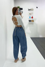 Load image into Gallery viewer, Drawstring Barrel Denim Pants - Medium Wash
