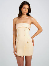 Load image into Gallery viewer, Dalilah Butter Yellow Double Breast Mini Pencil Dress
