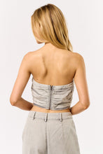 Load image into Gallery viewer, Ruched Strapless Denim Top- grey
