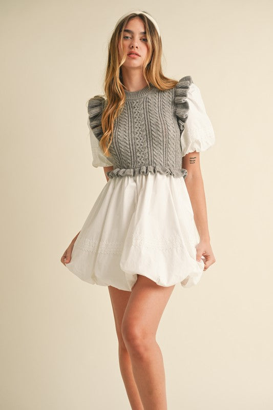 Poplin Knit Sweater Dress