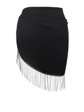 Load image into Gallery viewer, Black Rhinestone Fringe Sarong
