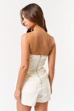Load image into Gallery viewer, Strapless White Denim Romper
