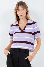Load image into Gallery viewer, Cropped Stripe Scallop Collar Sweater
