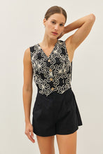 Load image into Gallery viewer, Vest Embroidered Romper- Black
