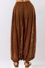 Load image into Gallery viewer, Floral Lace Elastic-Waist Balloon Pants - Brown
