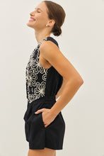 Load image into Gallery viewer, Vest Embroidered Romper- Black
