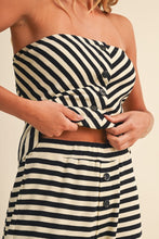 Load image into Gallery viewer, Lena Stripe Cream|Black Pant Set
