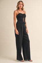Load image into Gallery viewer, Maelle Black Linen Lace-Up Set

