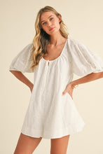 Load image into Gallery viewer, White Eyelet OS Sleeves Playsuit
