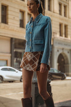 Load image into Gallery viewer, Paisley Embroidered Suede Asymmetrical Wrap Front Skort
