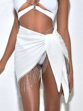 Load image into Gallery viewer, White Rhinestone Fringe Sarong
