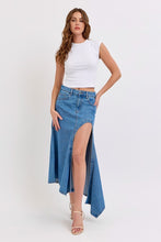Load image into Gallery viewer, Asymmetrical Denim Maxi Skirt
