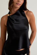 Load image into Gallery viewer, Midnight Satin Haltet Top
