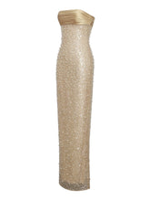 Load image into Gallery viewer, Gold Pearls Beaded Gown Dress
