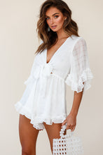 Load image into Gallery viewer, White Ruffle Tie Romper
