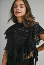 Load image into Gallery viewer, Black Lace Ruffled Top
