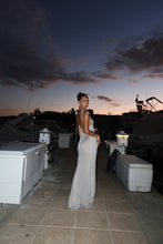 Load image into Gallery viewer, Silver Backless Maxi Dress
