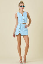 Load image into Gallery viewer, Textured Button Detail Top- light blue
