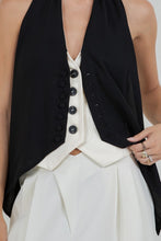 Load image into Gallery viewer, Lace Contrast Satin Tank With Tie Black
