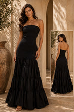Load image into Gallery viewer, Marietta Foldover Strapless Black Dress
