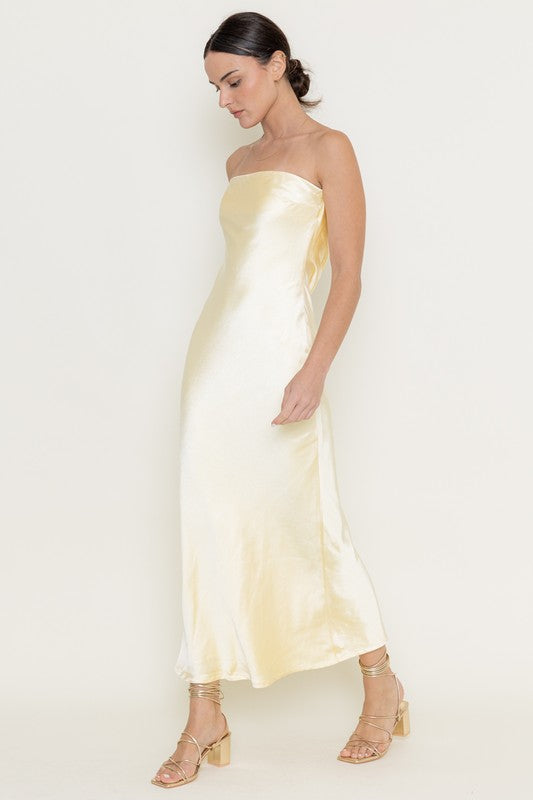 Lemon Sleek Satin Dress