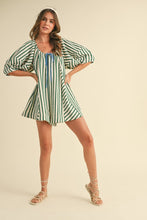 Load image into Gallery viewer, Striped Hunter Green|Blue Romper
