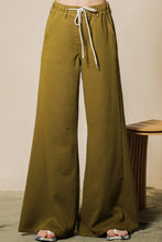 Load image into Gallery viewer, Olive Lightweight Wide Leg Pants with Front Tie

