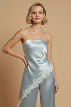 Load image into Gallery viewer, Ice Blue Satin Lace Pant Set
