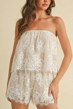 Load image into Gallery viewer, Lace Strapless Romper- Taupe
